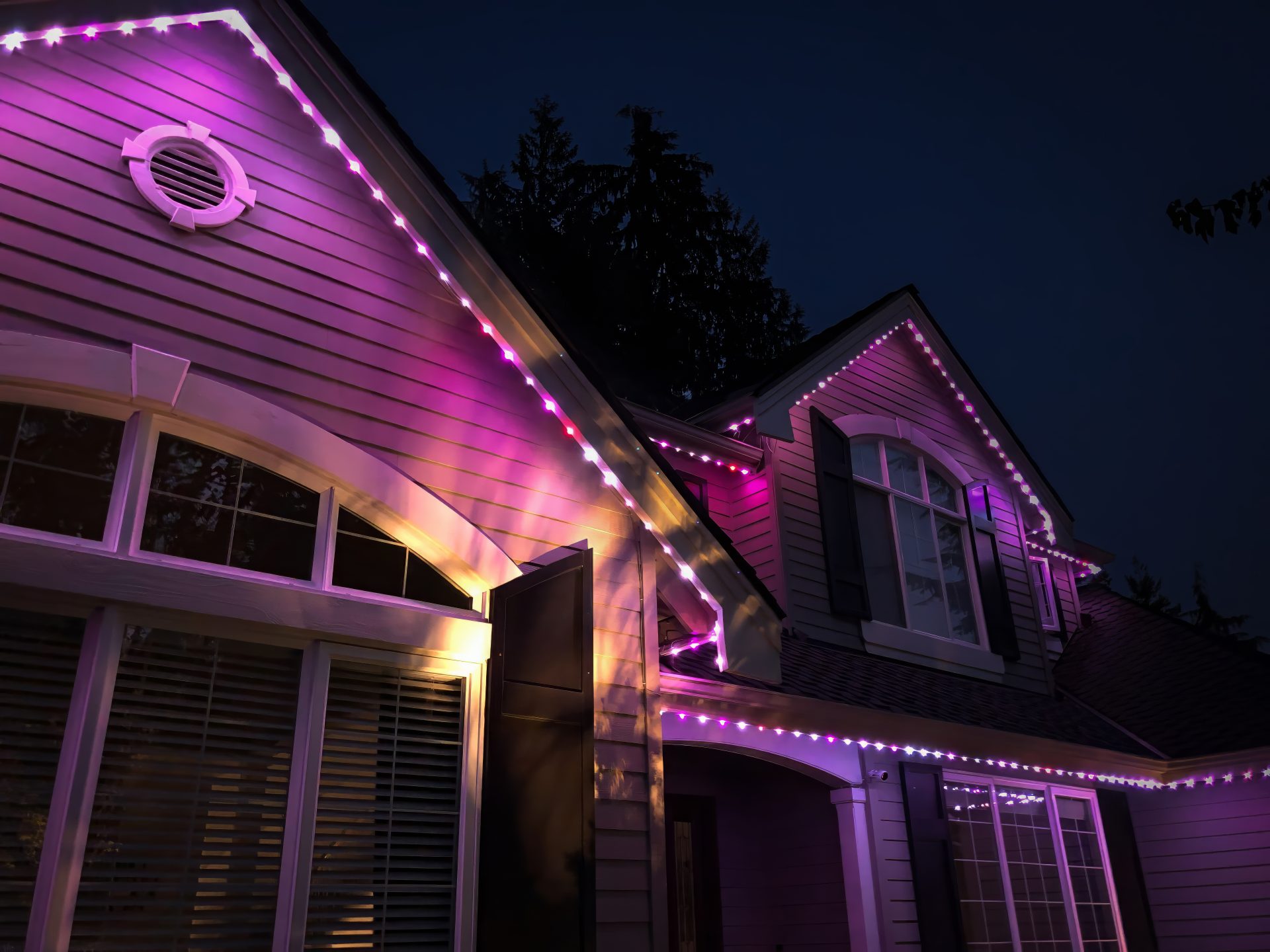 Permanent holiday lights used for Valentine's Day