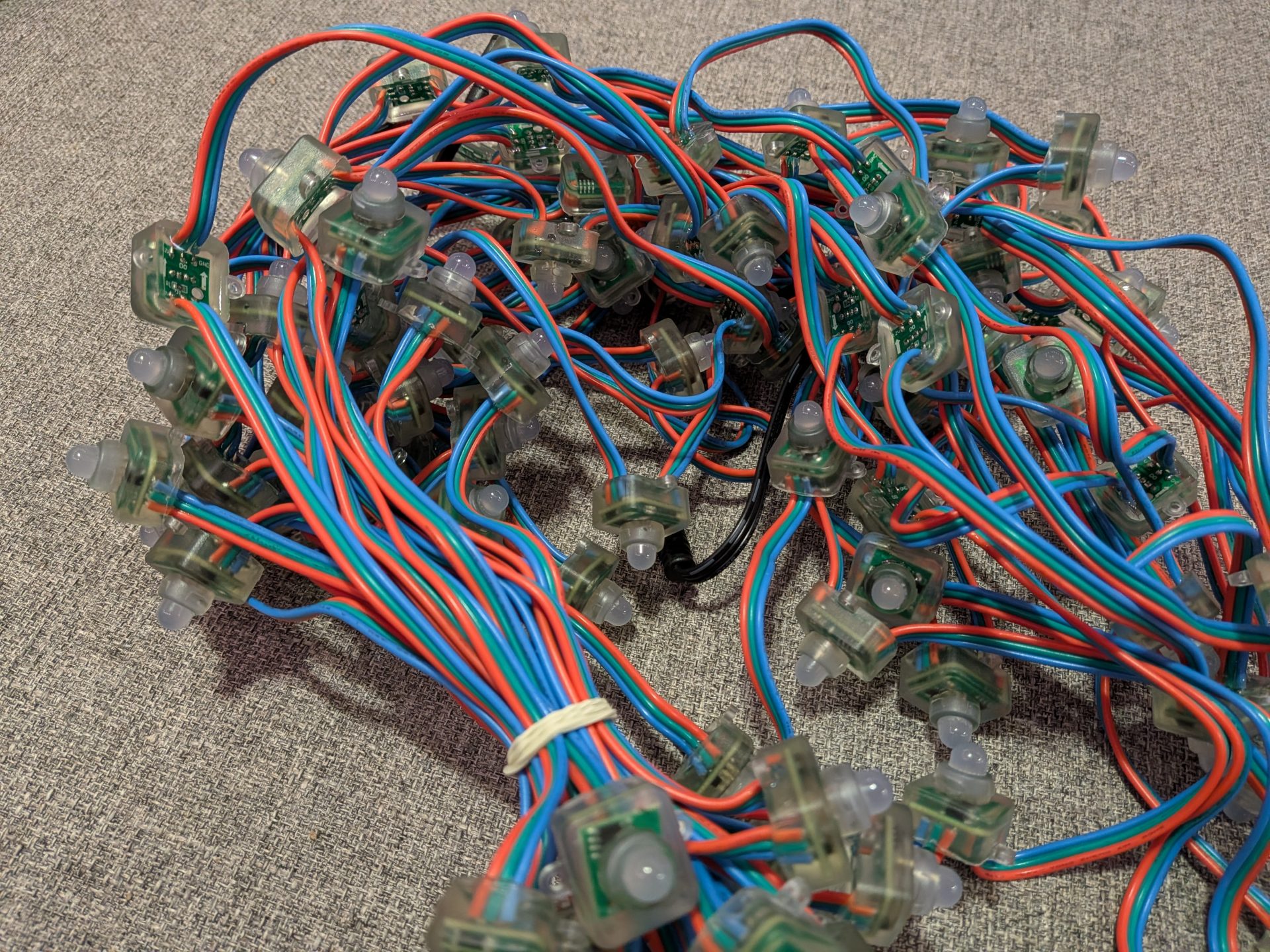 12mm LEDs with red, green, and blue wires